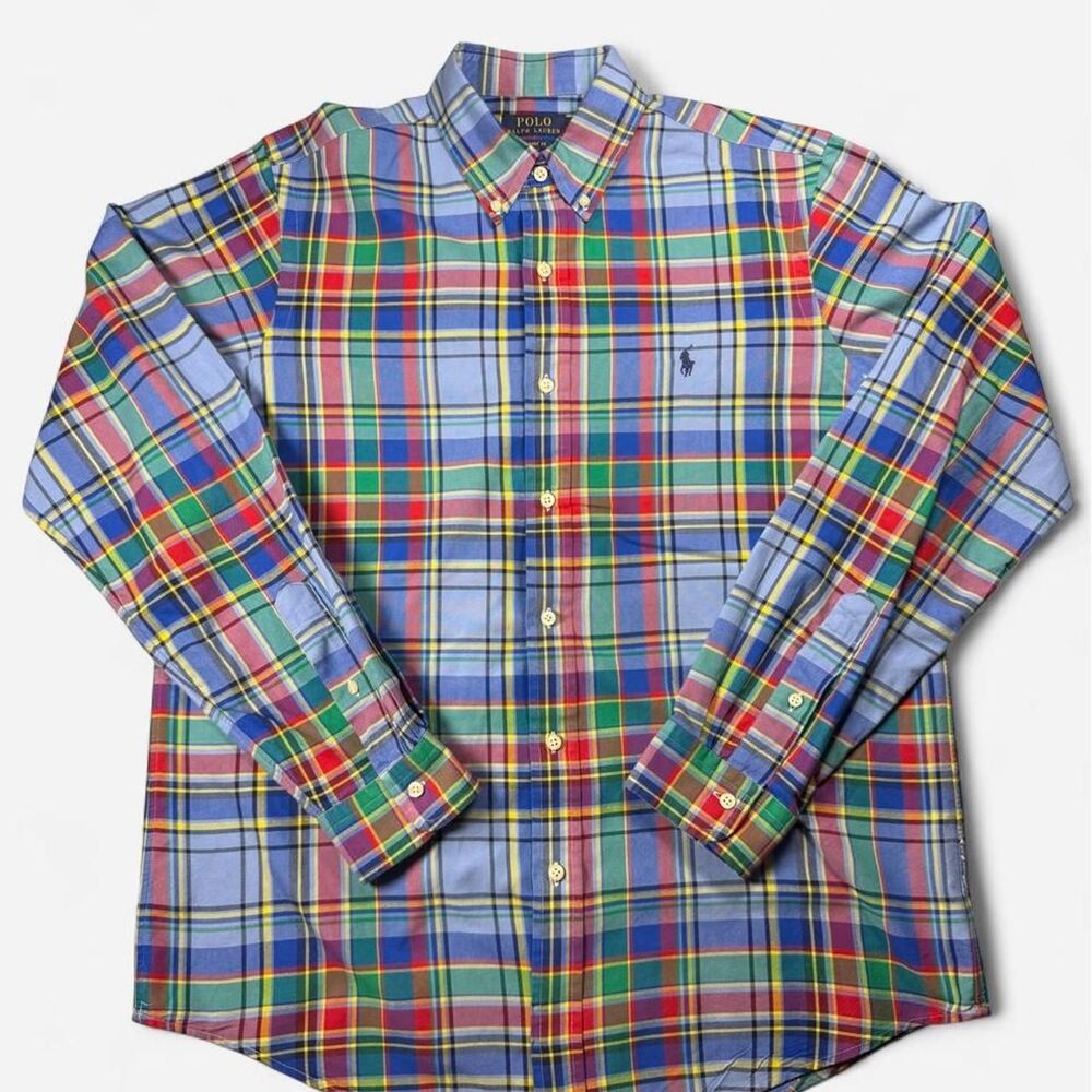 Polo Ralph Lauren button-up shirt multicolored plaid size L preppy